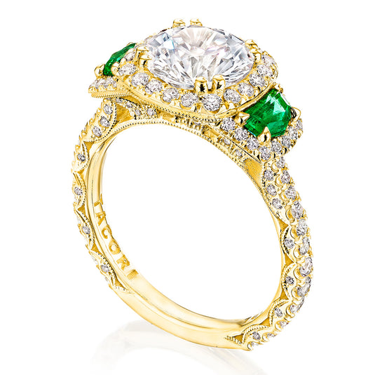 Tacori Round with Cushion 3-Stone Engagement Ring HT2679CU8BS