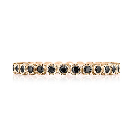 Sculpted Crescent | Round Bezel Droplet Wedding Band with Black Diamond 200-2ETBDPK