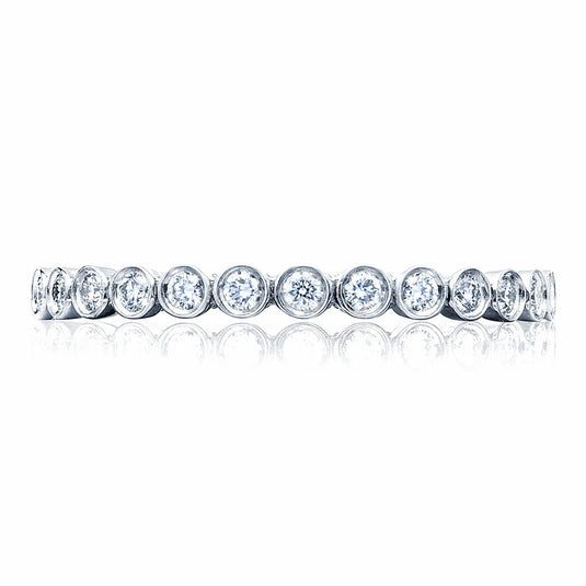 Sculpted Crescent | Round Bezel Droplet Wedding Band with Diamond 200-2