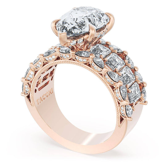 Tacori Pear Solitaire Engagement Ring w/ Emerald & Pear Band 23PS14X912