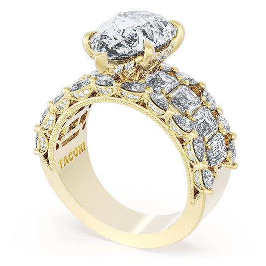 Tacori Pear Solitaire Engagement Ring w/ Emerald & Pear Band 23PS14X912