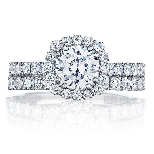 Sculpted Crescent | Round with Cushion Bloom Engagement Ring 37-2CU65