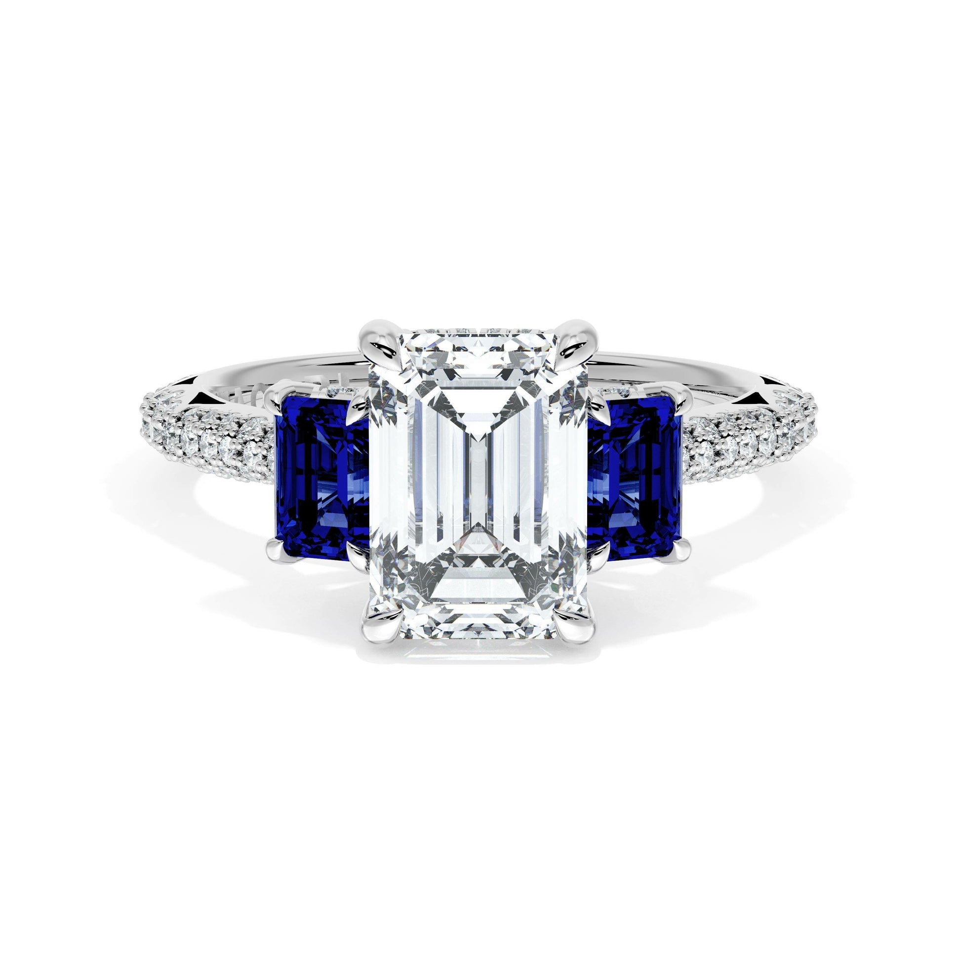 emerald-3-stone-engagement-ring-in-blue-sapphire-40727ECBS