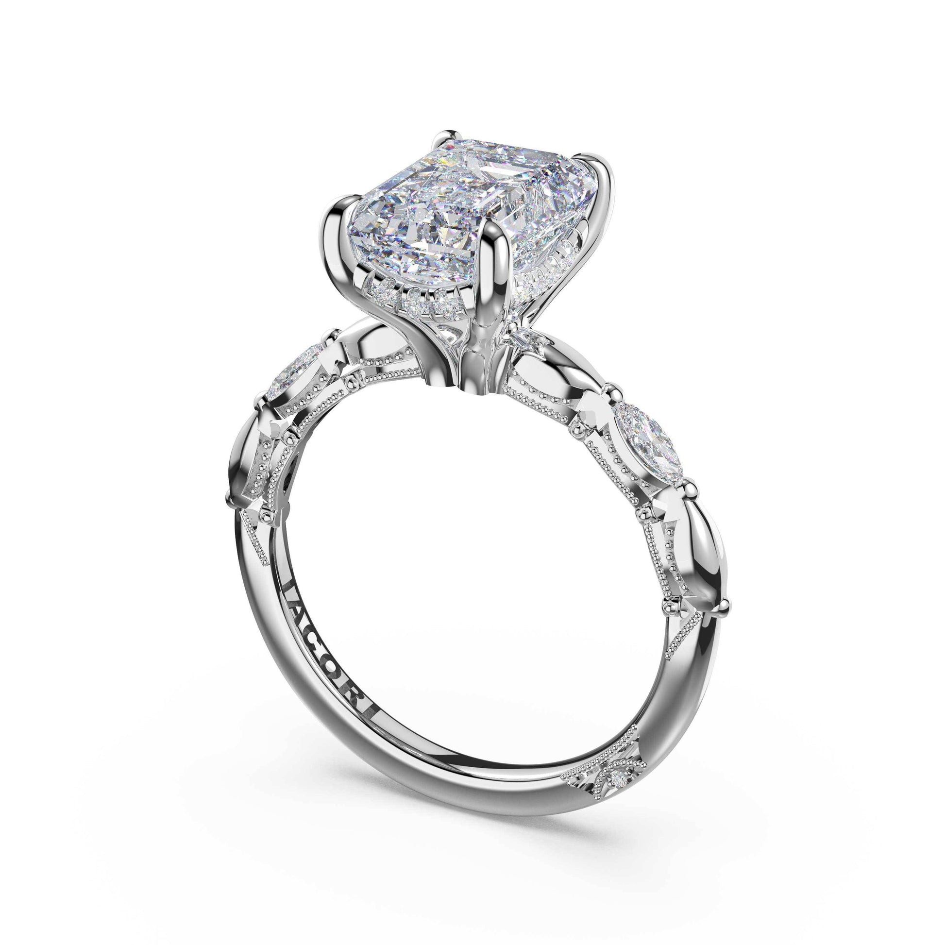 marquise-pattern-emerald-solitaire-engagement-ring-464EC