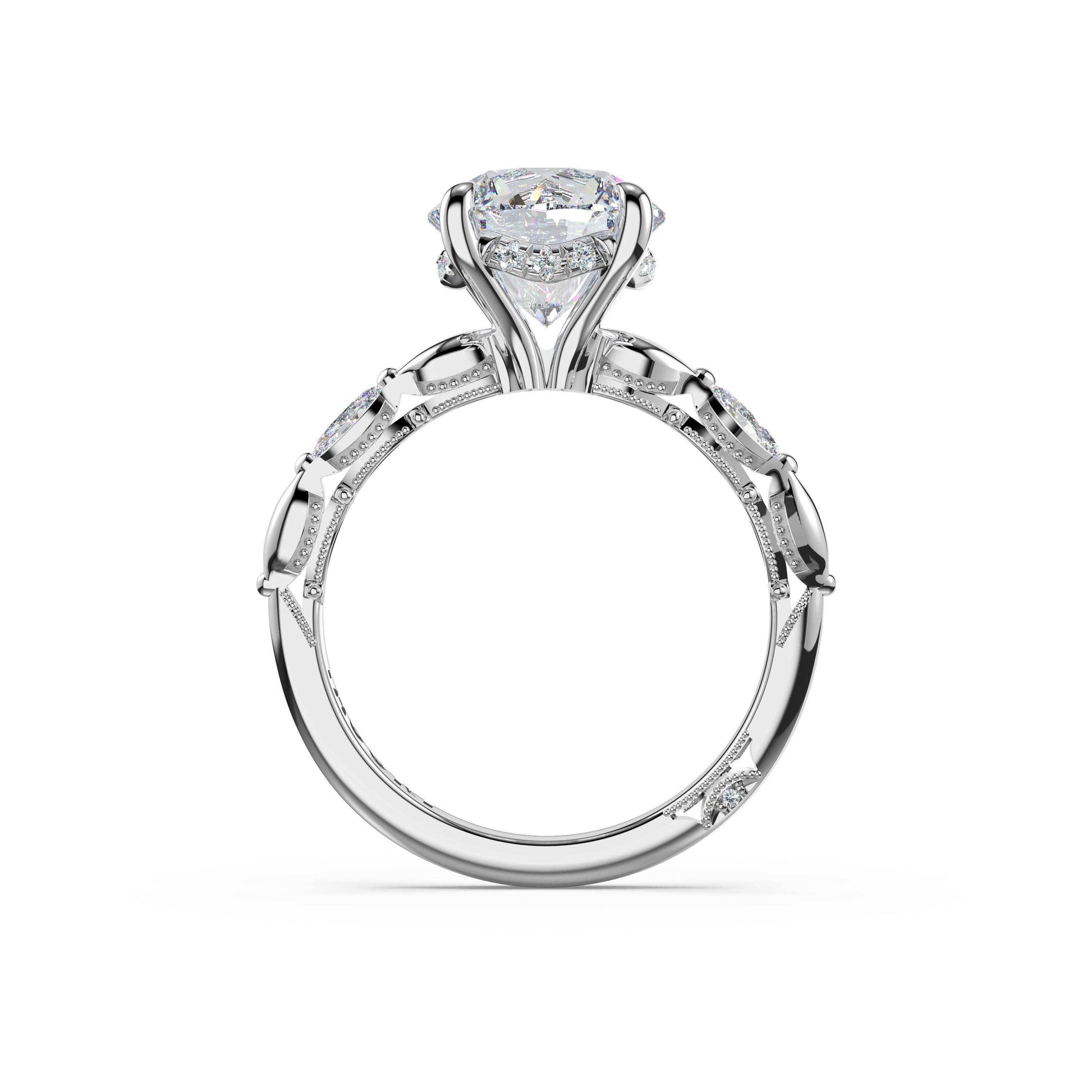 marquise-pattern-round-solitaire-engagement-ring-464RD
