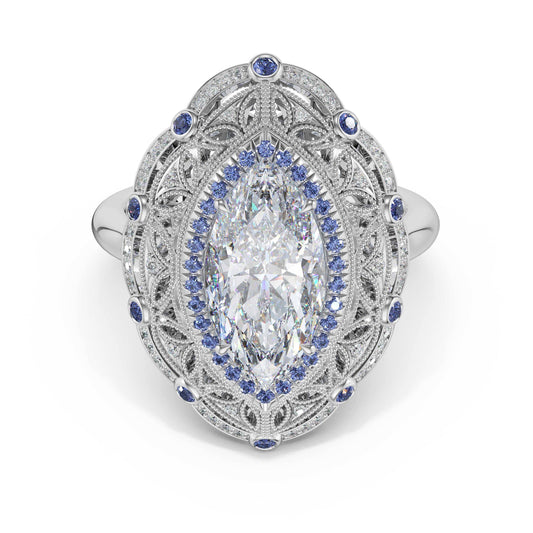 marquise-estate-diamond-and-sapphire-engagement-ring-470MQBS1