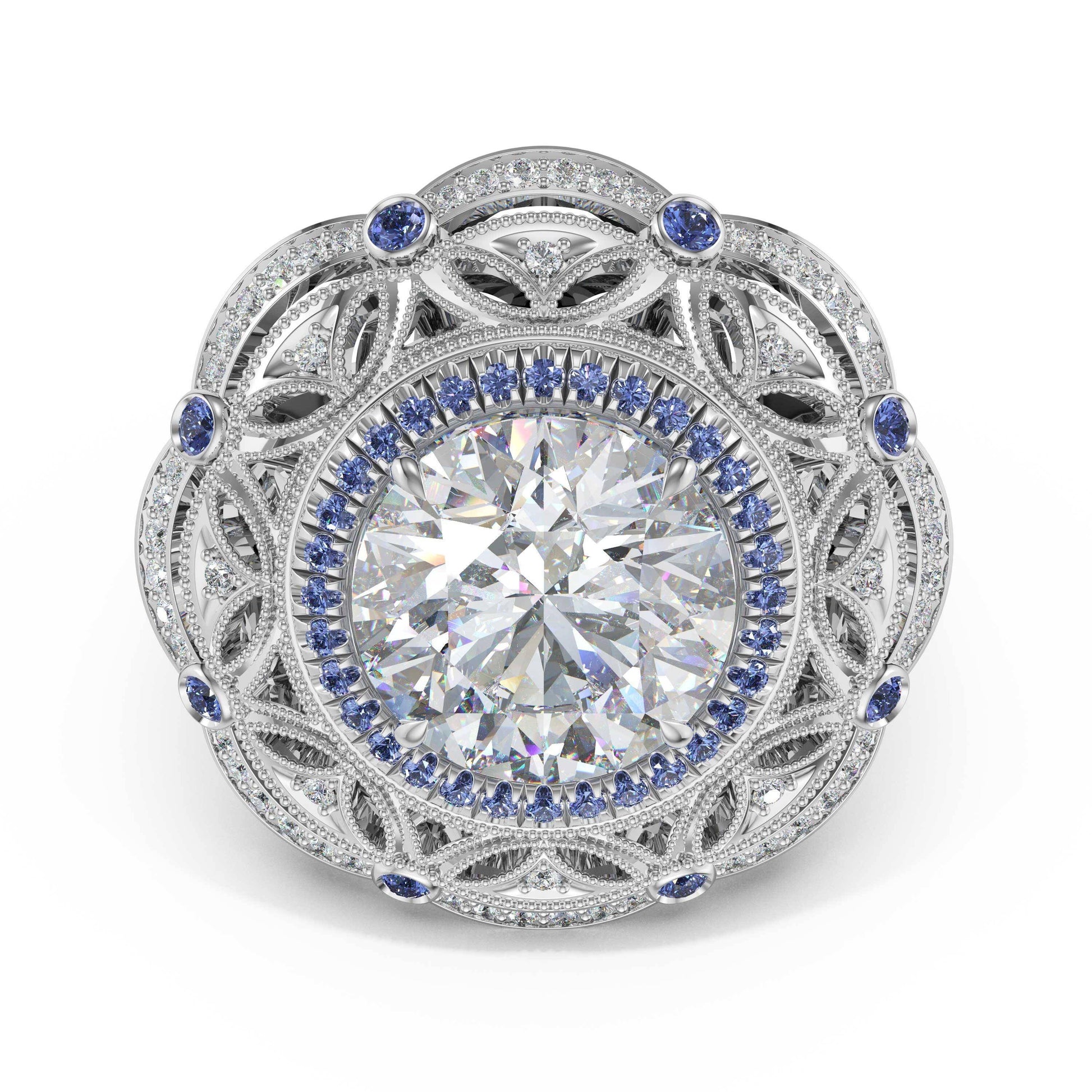 round-estate-diamond-and-sapphire-engagement-ring-470RDBS1