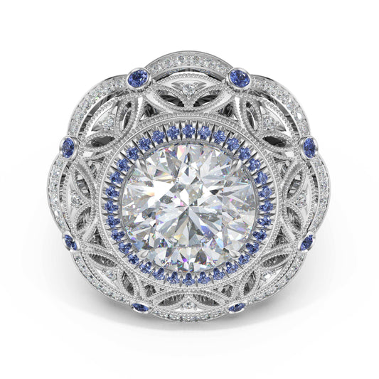 round-estate-diamond-and-sapphire-engagement-ring-470RDBS1