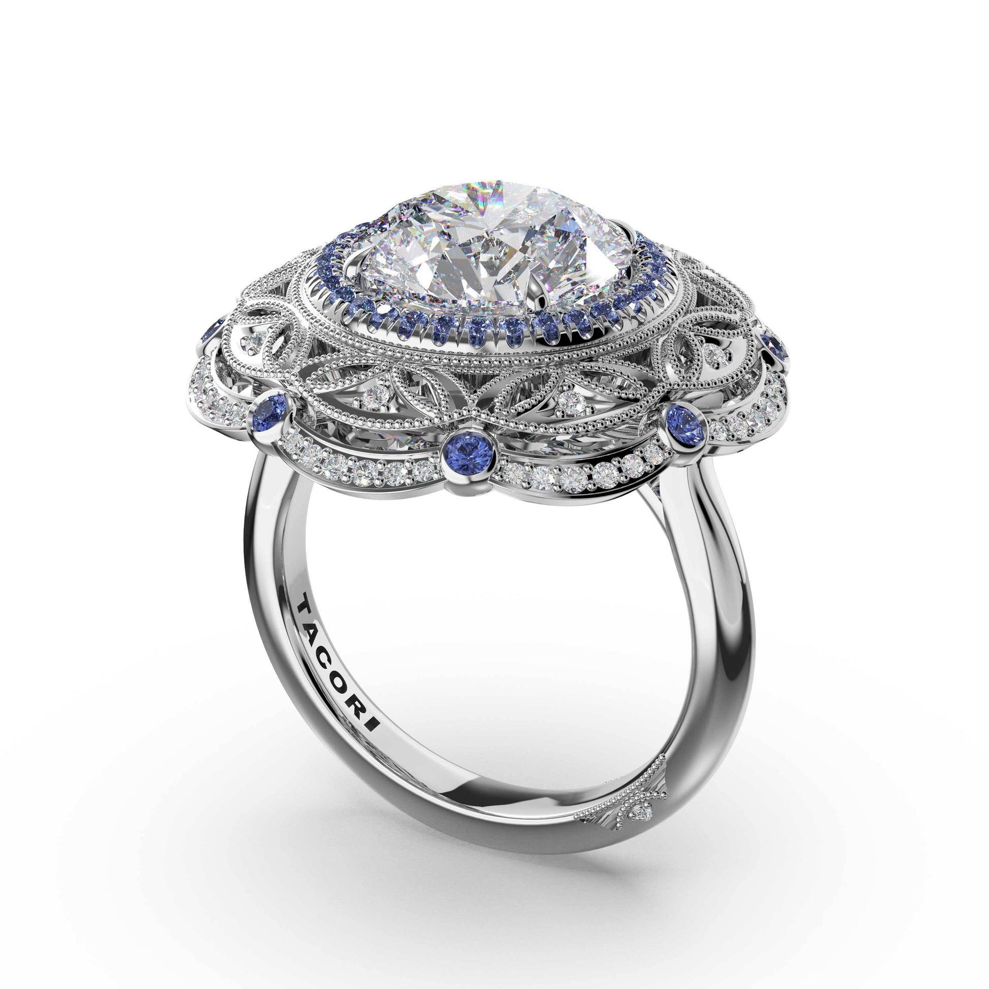 round-estate-diamond-and-sapphire-engagement-ring-470RDBS1