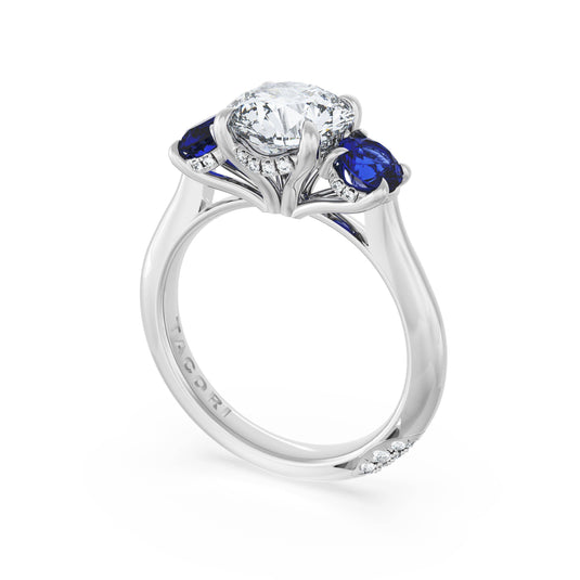 Tacori Round 3-Stone Engagement Ring in Blue Sapphire 41227RD11BS