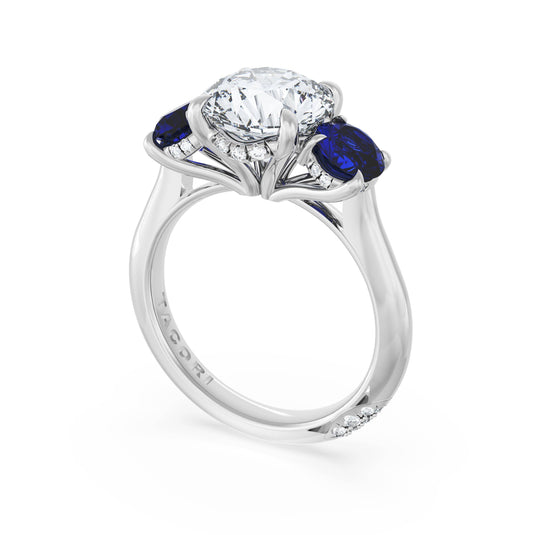 Tacori Round 3-Stone Engagement Ring in Blue Sapphire 41227RD11BS