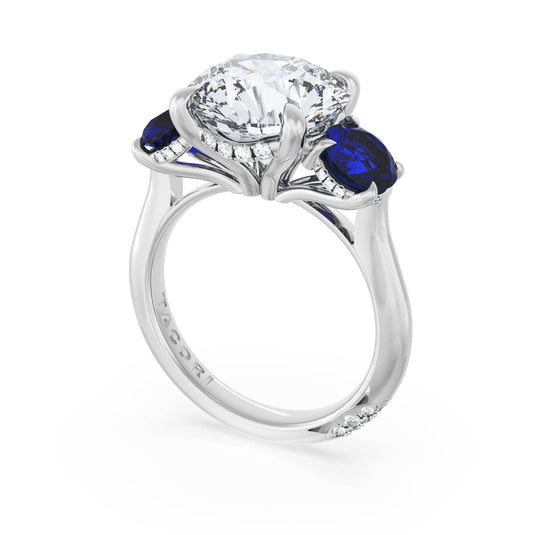 Tacori Round 3-Stone Engagement Ring in Blue Sapphire 41227RD11BS