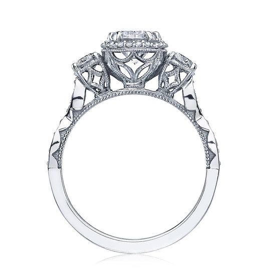Dantela | Round with Cushion 3-Stone Engagement Ring 54-2CU65