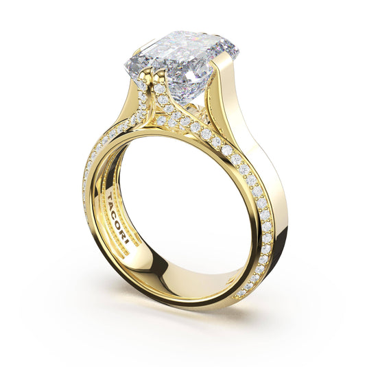 Tacori Emerald Wide Band Solitaire Engagement Ring in 18kt Yellow Gold 4266EC11X8