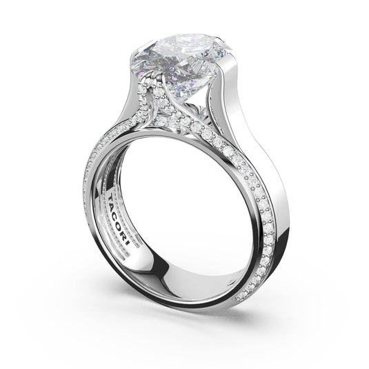 Tacori Oval Wide Band Solitaire Engagement Ring in Platinum 4266OV125X9