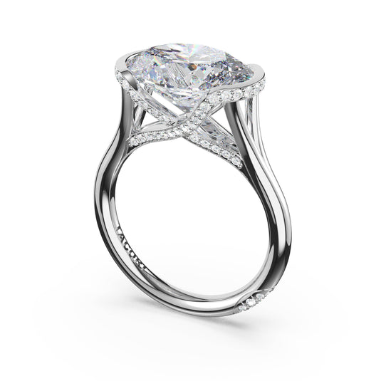 Tacori Oval East-West Semi Bezel Solitaire Engagement Ring in 18kt White Gold 42524OV125X9