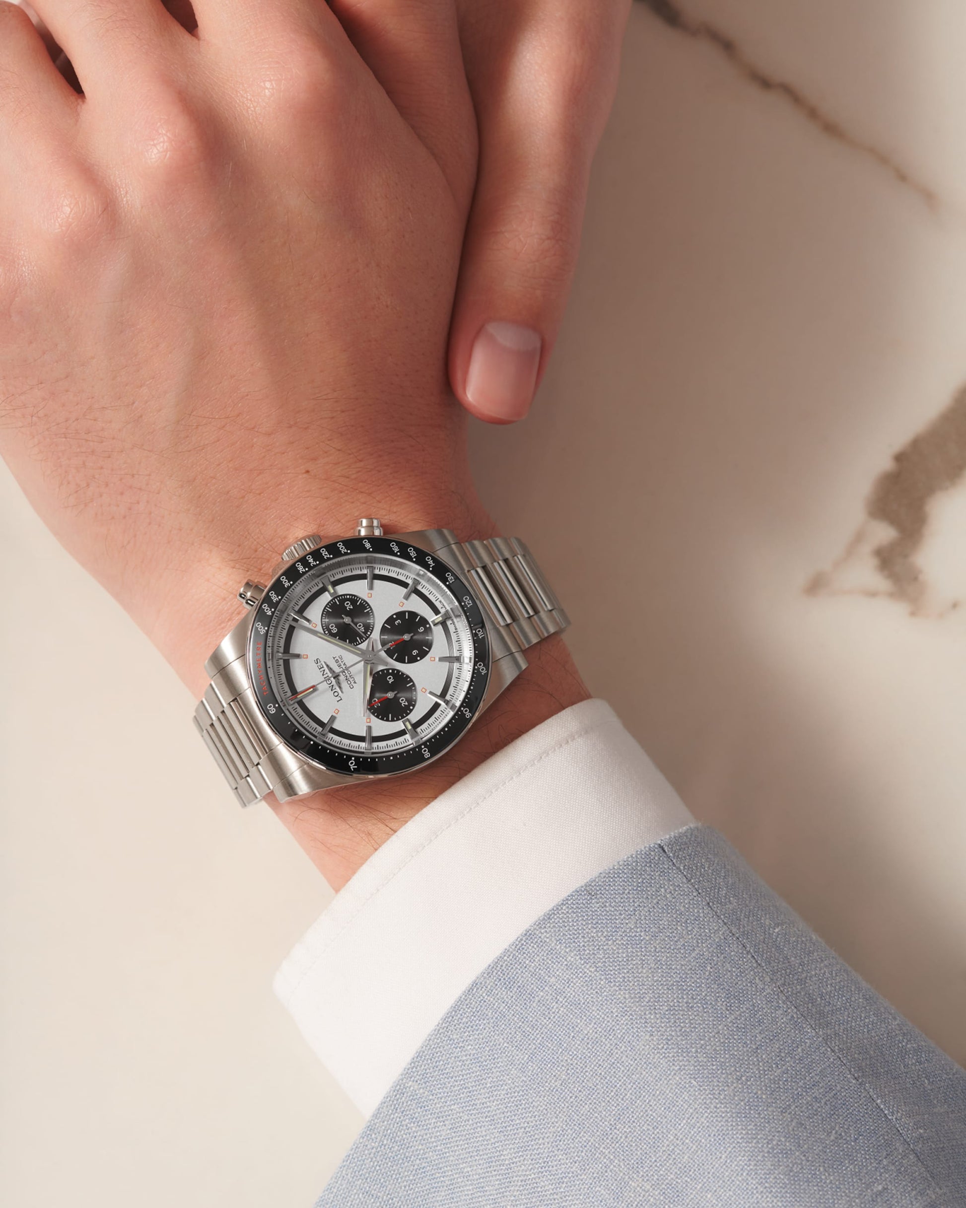 Longines Conquest Chronograph Automatic Watch, Ø 42.00 Mm, Stainless Steel And Ceramic Bezel. L3.835.4.72.6