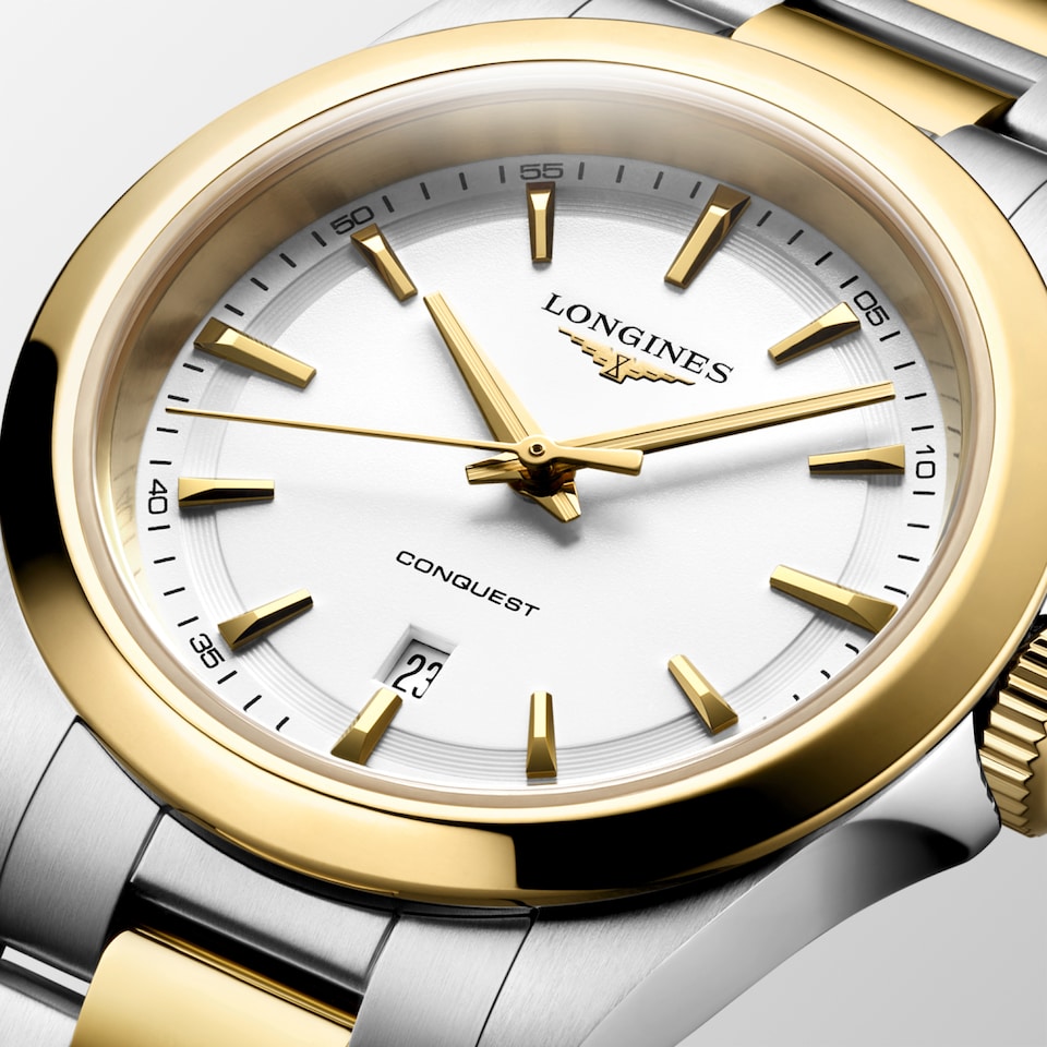Longines Conquest Quartz Watch, Ø 30.00 Mm, Stainless Steel And Yellow Pvd Coating L3.350.3.12.7