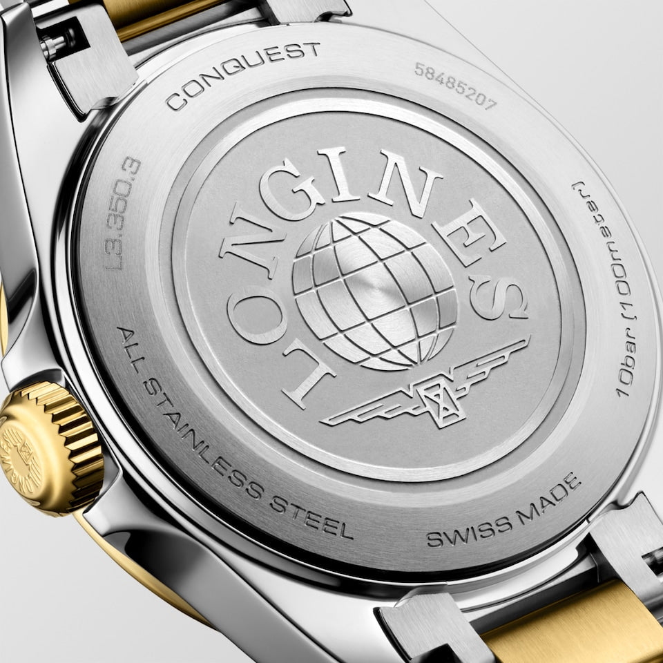 Longines Conquest Quartz Watch, Ø 30.00 Mm, Stainless Steel And Yellow Pvd Coating L3.350.3.12.7