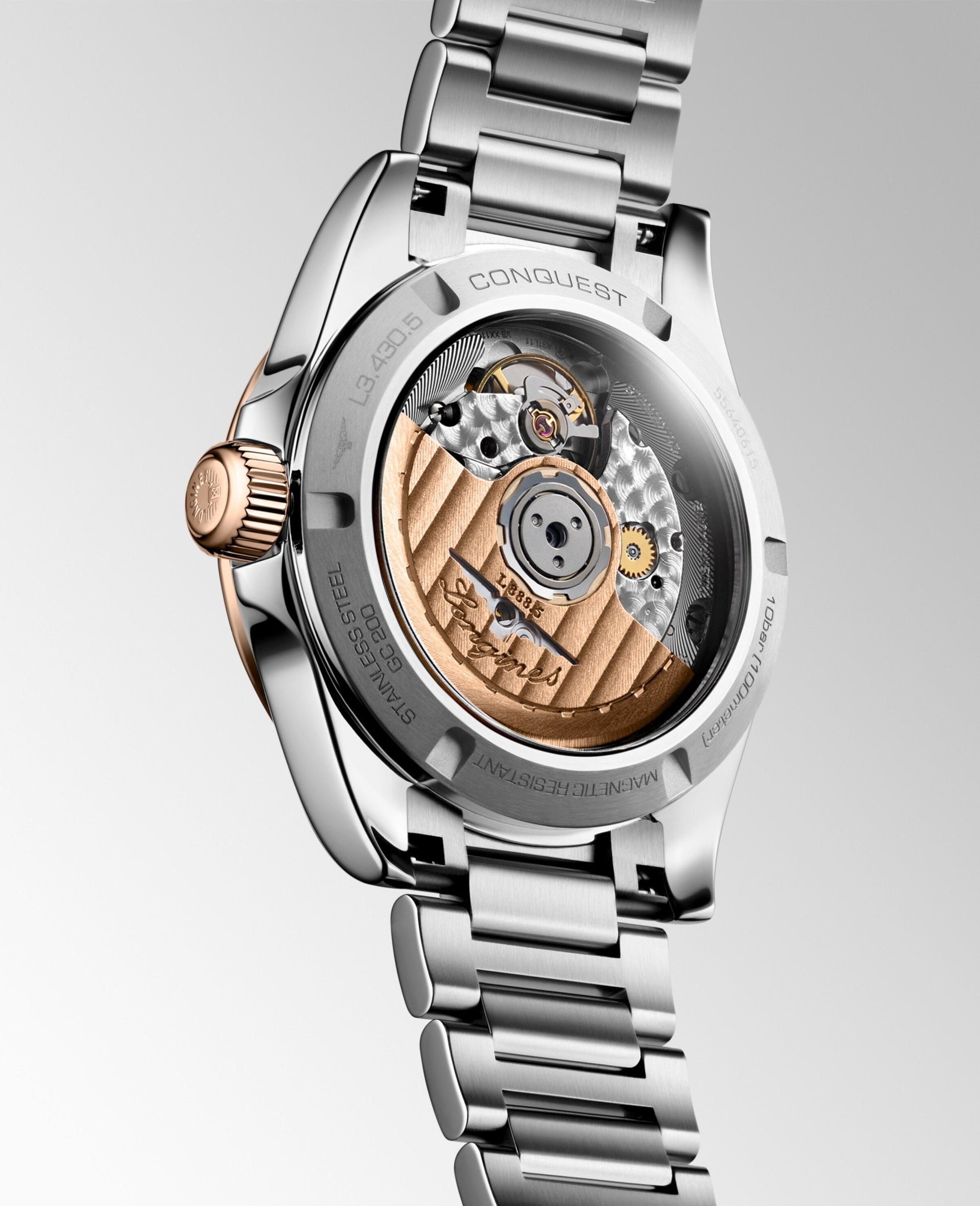 Longines Conquest Automatic Watch, Ø 34.00 Mm, Stainless Steel And 18 Karat Pink Gold Cap 200. L3.430.5.02.6