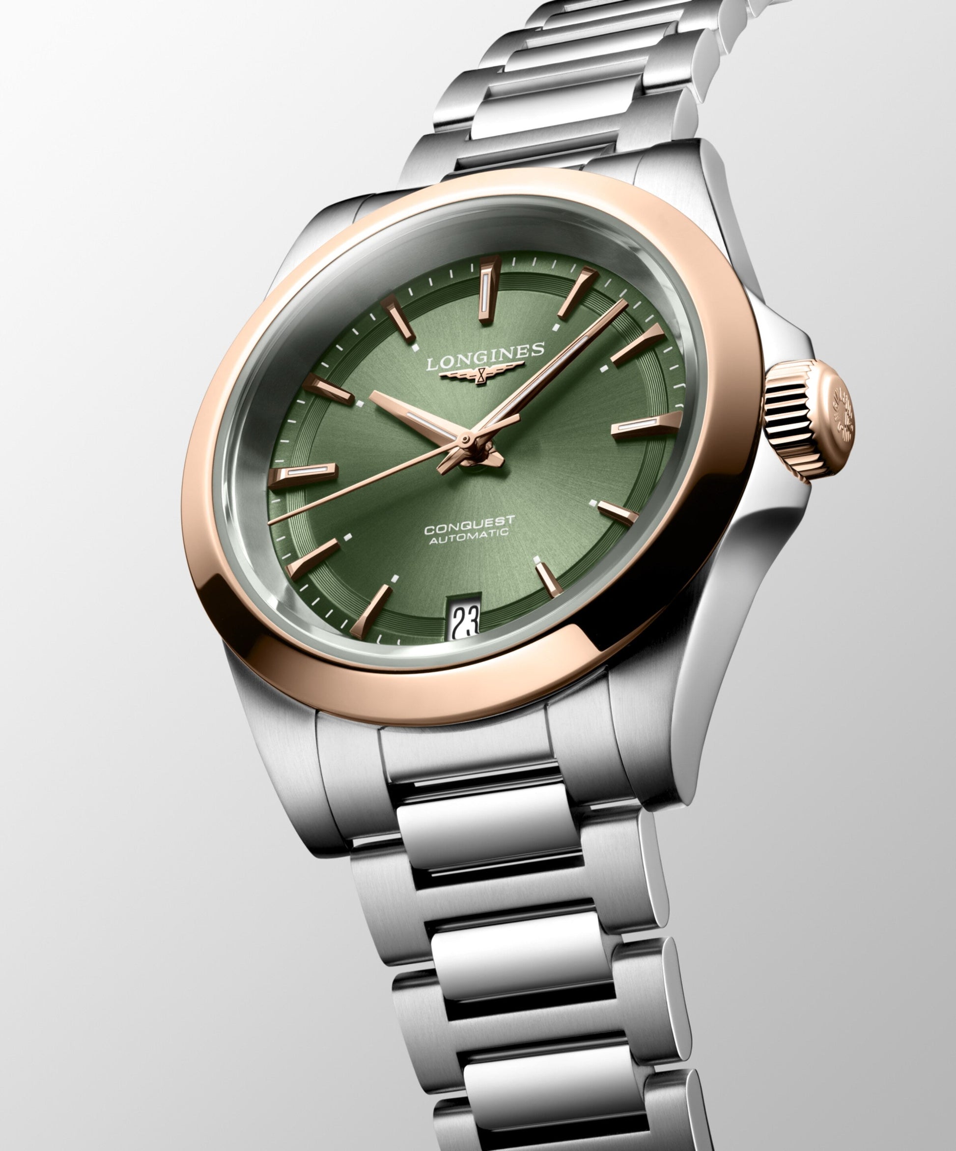 Longines Conquest Automatic Watch, Ø 34.00 Mm, Stainless Steel And 18 Karat Pink Gold Cap 200. L3.430.5.02.6
