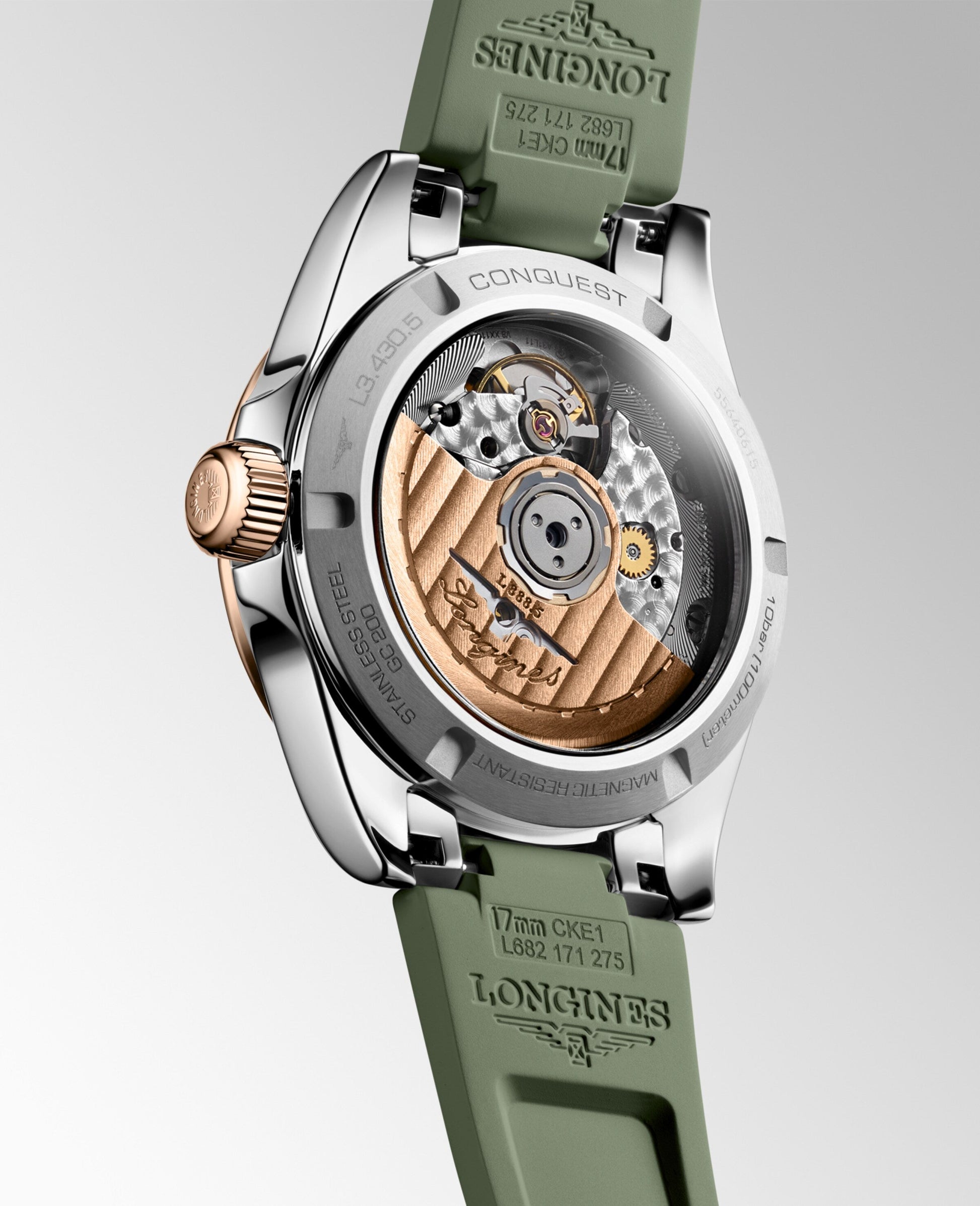 Longines Conquest Automatic Watch, Ø 34.00 Mm, Stainless Steel And 18 Karat Pink Gold Cap 200. L3.430.5.02.9