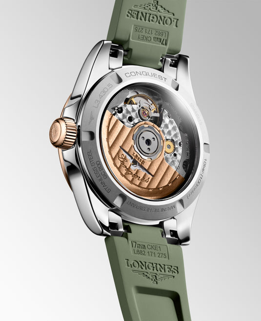 Longines Conquest Automatic Watch, Ø 34.00 Mm, Stainless Steel And 18 Karat Pink Gold Cap 200. L3.430.5.02.9