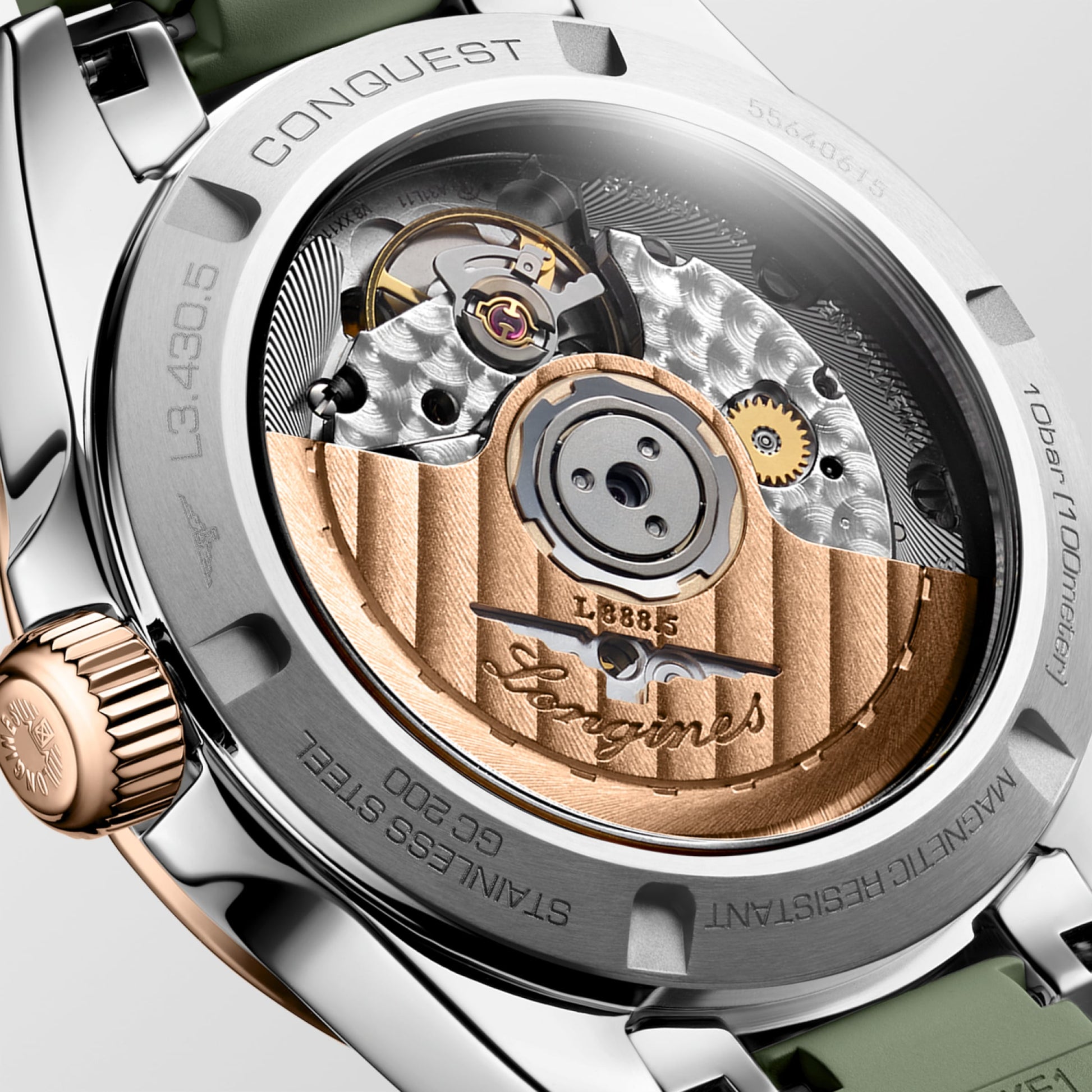 Longines Conquest Automatic Watch, Ø 34.00 Mm, Stainless Steel And 18 Karat Pink Gold Cap 200. L3.430.5.02.9