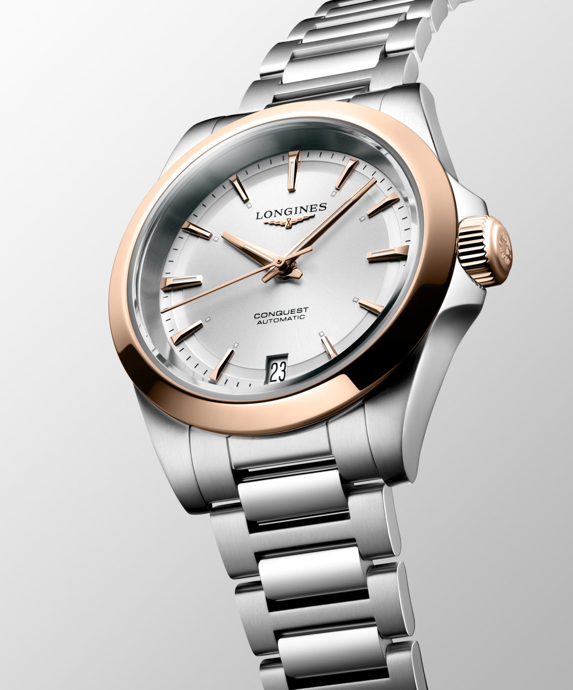 Longines Conquest Automatic Watch, Ø 34.00 Mm, Stainless Steel And 18 Karat Pink Gold Cap 200. L3.430.5.72.6