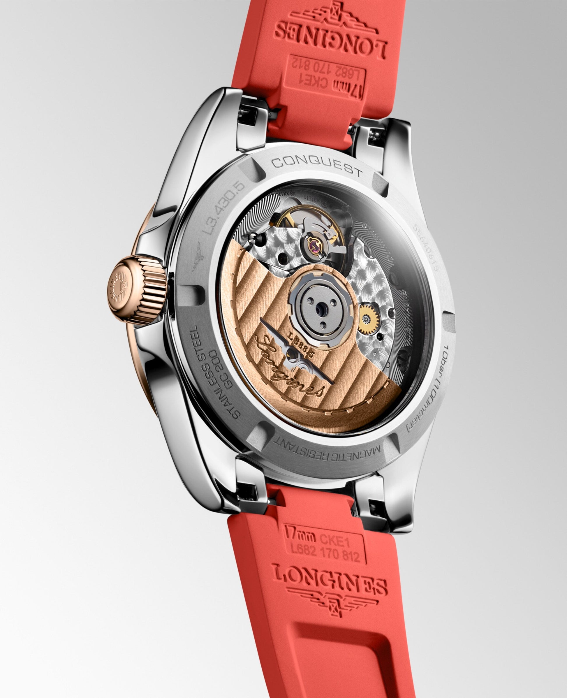 Longines Conquest Automatic Watch, Ø 34.00 Mm, Stainless Steel And 18 Karat Pink Gold Cap 200. L3.430.5.72.9