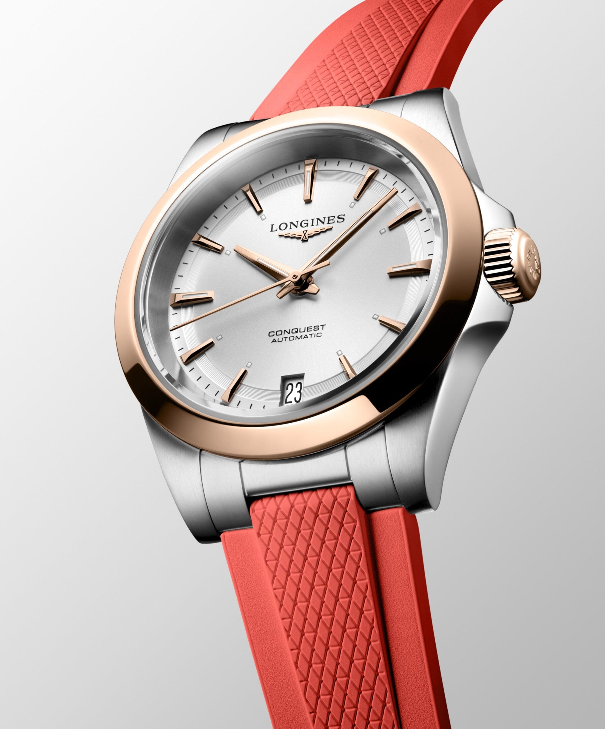 Longines Conquest Automatic Watch, Ø 34.00 Mm, Stainless Steel And 18 Karat Pink Gold Cap 200. L3.430.5.72.9