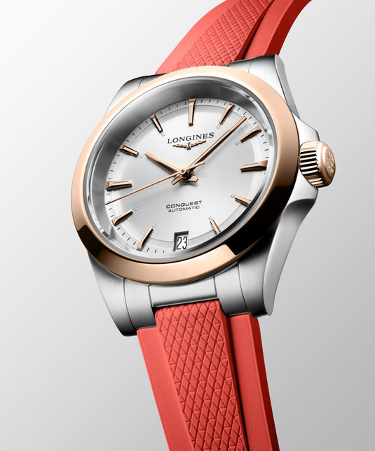Longines Conquest Automatic Watch, Ø 34.00 Mm, Stainless Steel And 18 Karat Pink Gold Cap 200. L3.430.5.72.9
