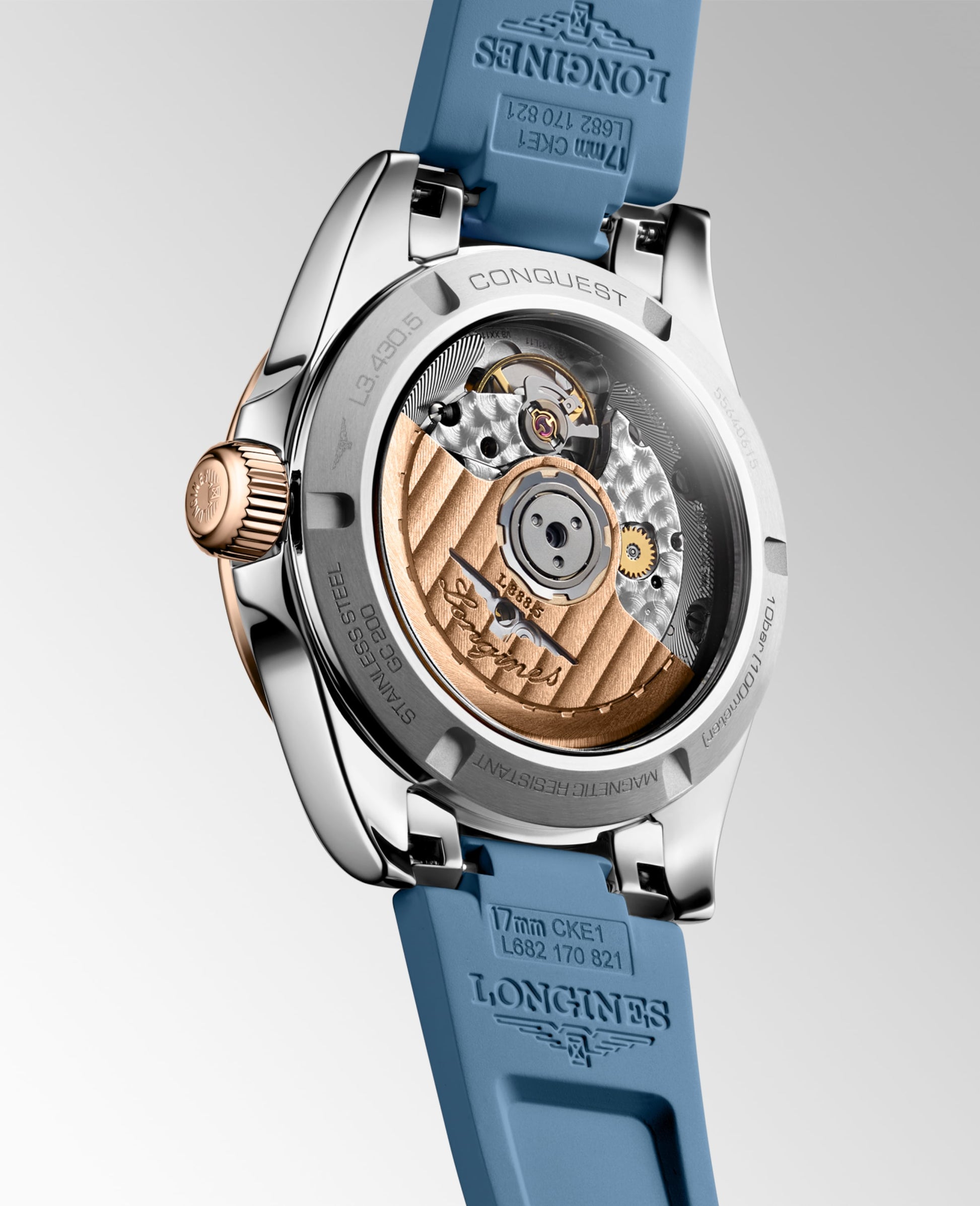 Longines Conquest Automatic Watch, Ø 34.00 Mm, Stainless Steel And 18 Karat Pink Gold Cap 200. L3.430.5.92.9
