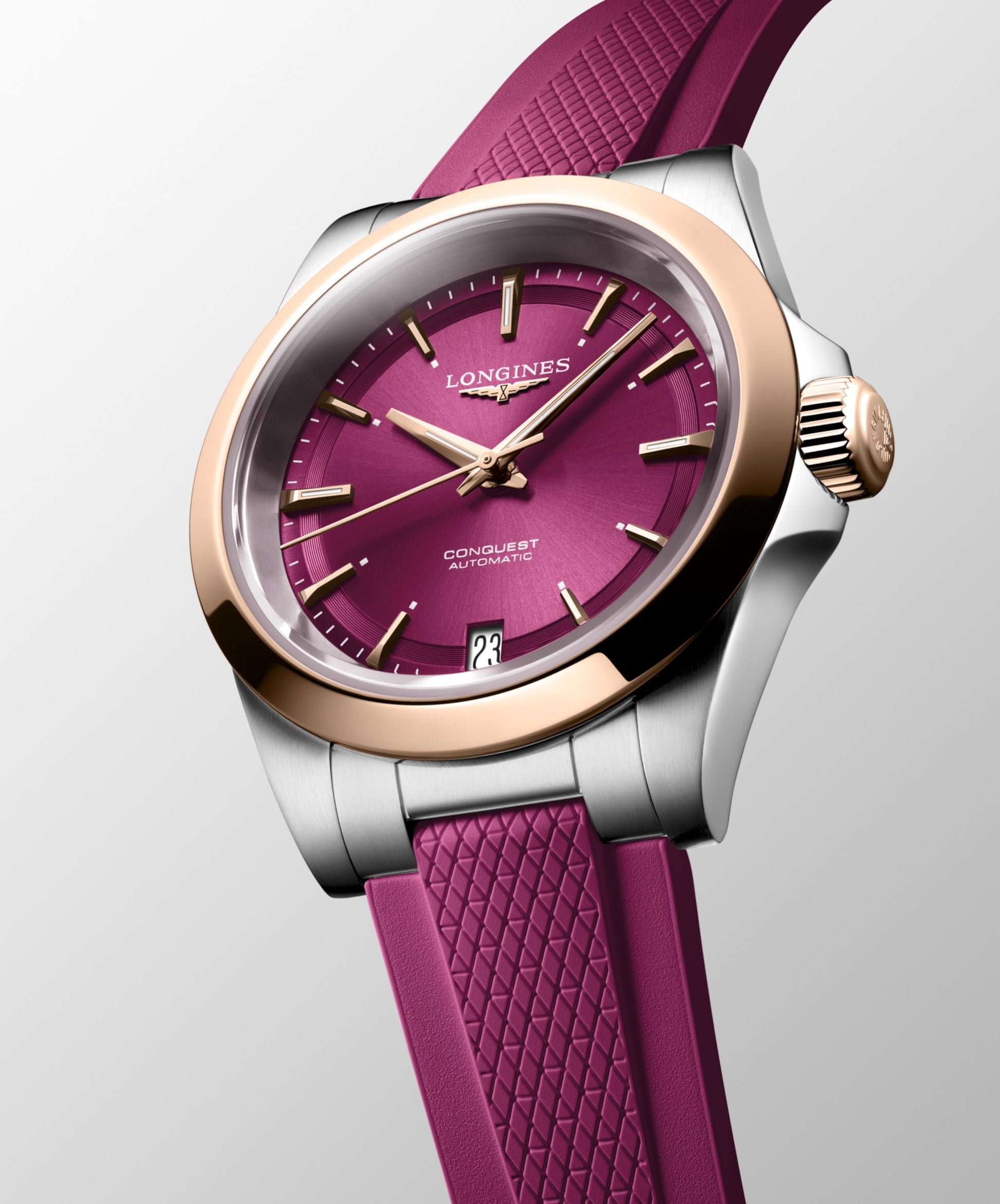 Longines Conquest Automatic Watch, Ø 34.00 Mm, Stainless Steel And 18 Karat Pink Gold Cap 200. L3.430.5.98.9