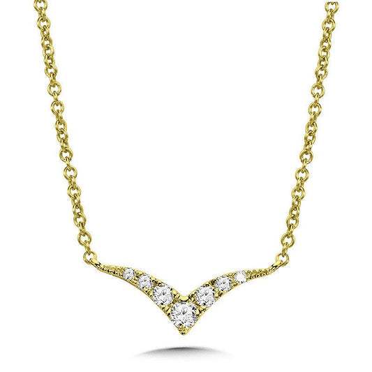 DELICATELY CURVED 14K YELLOW GOLD DIAMOND NECKLACE PDD3080-Y