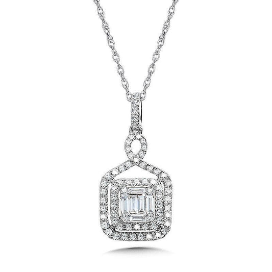 PLUMB COLLECTION DOUBLE-HALO TWIST CLUSTER DIAMOND PENDANT PDD3062-W