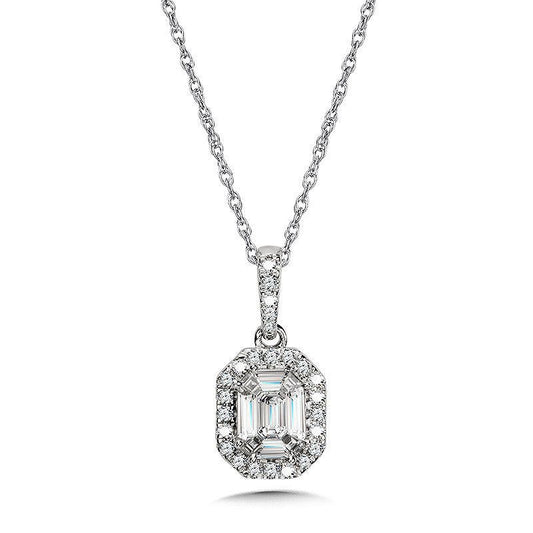 EMERALD ILLUSION PLUMB COLLECTION CLUSTER DIAMOND PENDANT PDD3067-W