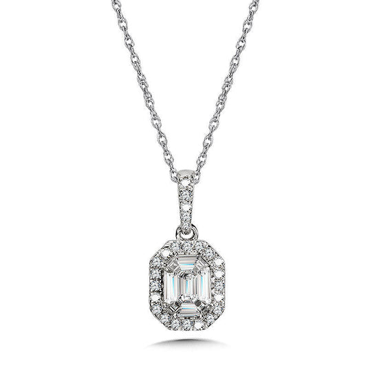 EMERALD ILLUSION PLUMB COLLECTION CLUSTER DIAMOND PENDANT PDD3067-W