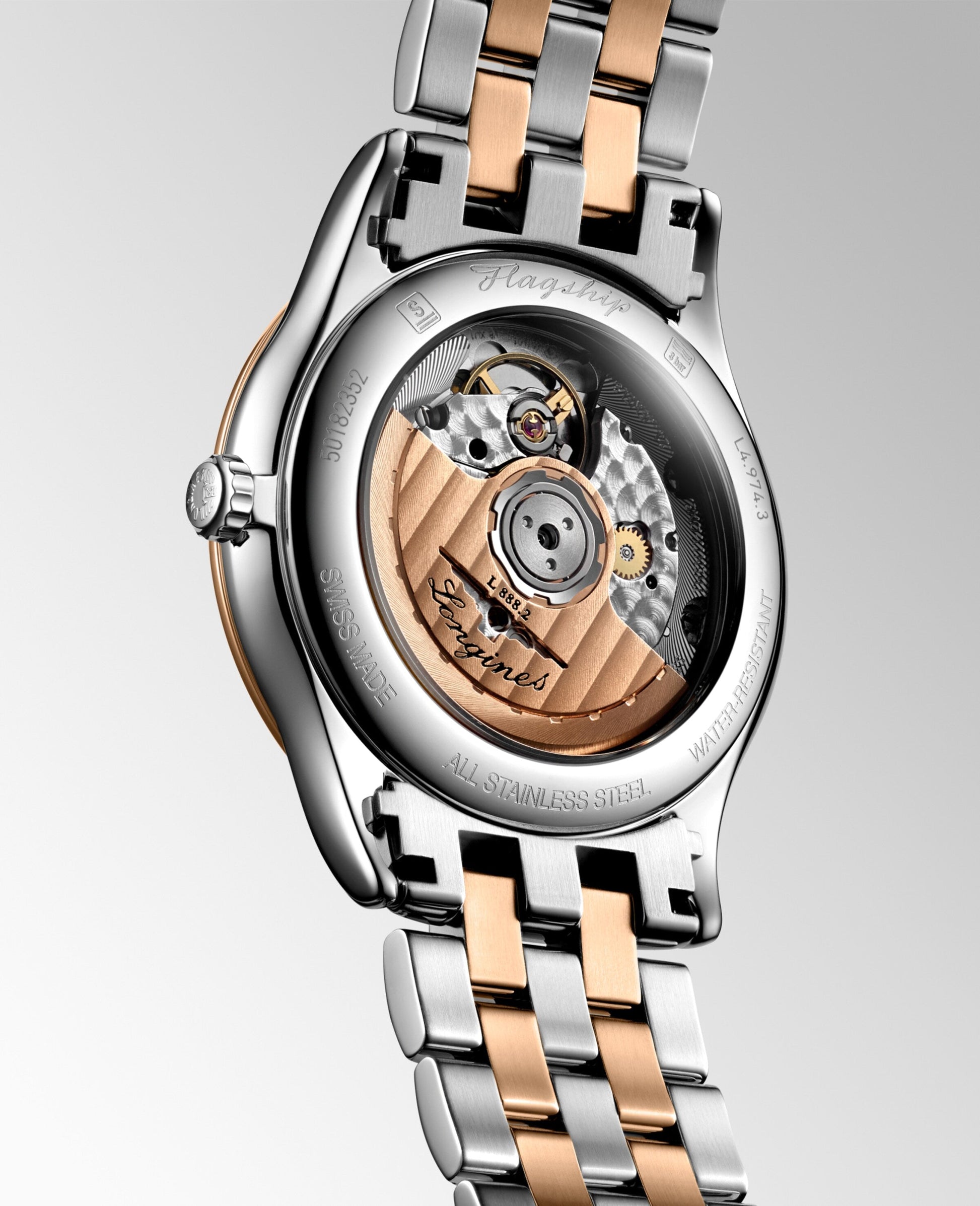 Longines Flagship Automatic Watch, Ø 38.50 Mm, Stainless Steel And Red Pvd Coating. L4.974.3.99.7