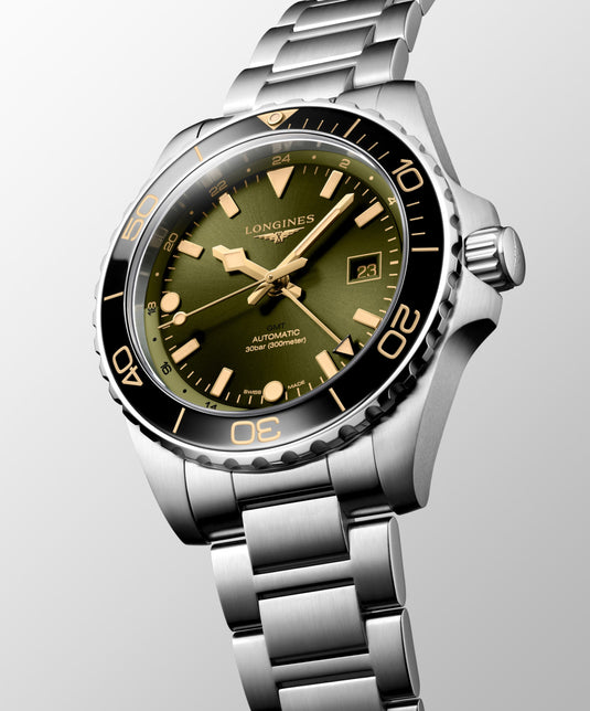 Longines Hydroconquest Gmt Automatic Watch, Ø 43.00 Mm, Stainless Steel And Ceramic Bezel. L3.890.4.06.6