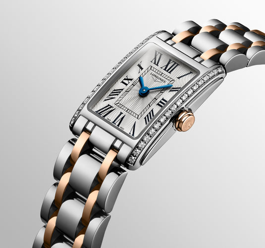 Longines Dolcevita Quartz Watch, 17.70 X 27.00 Mm, Stainless Steel With 18 Karat Pink Gold Crown. L5.258.5.79.7