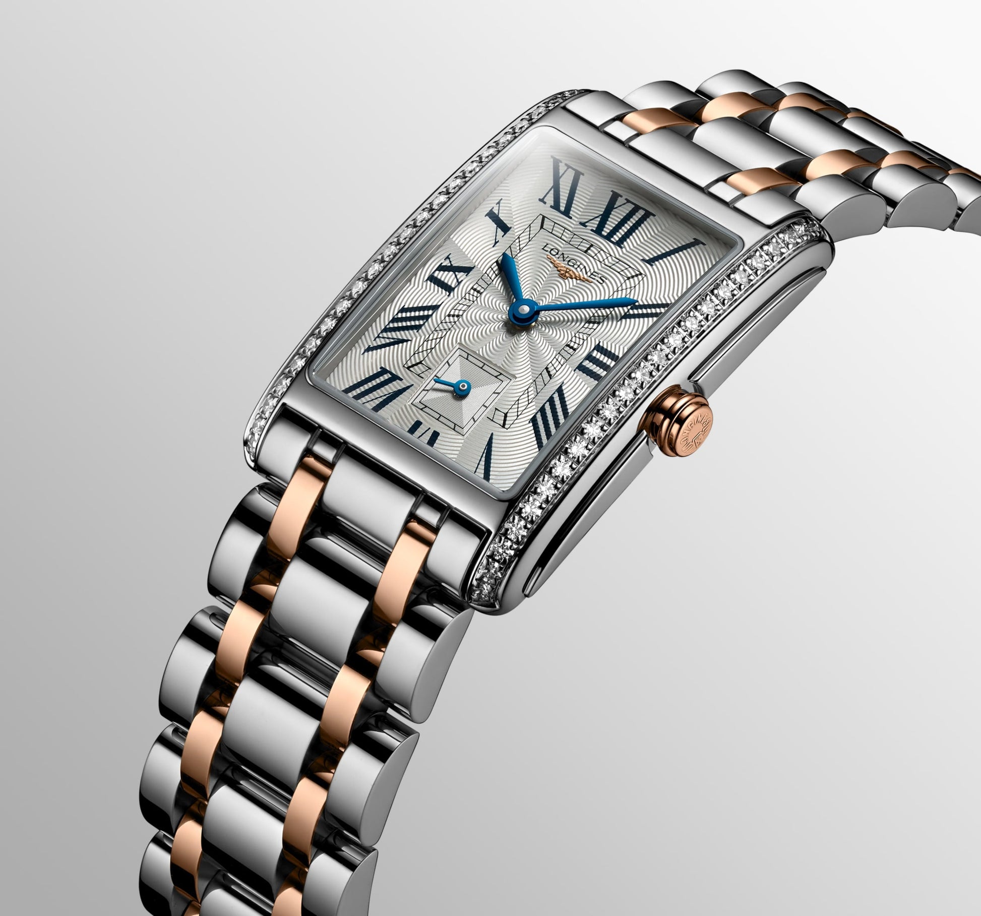 Longines Dolcevita Quartz Watch, 23.30 X 37.00 Mm, Stainless Steel With 18 Karat Pink Gold Crown. L5.512.5.79.7