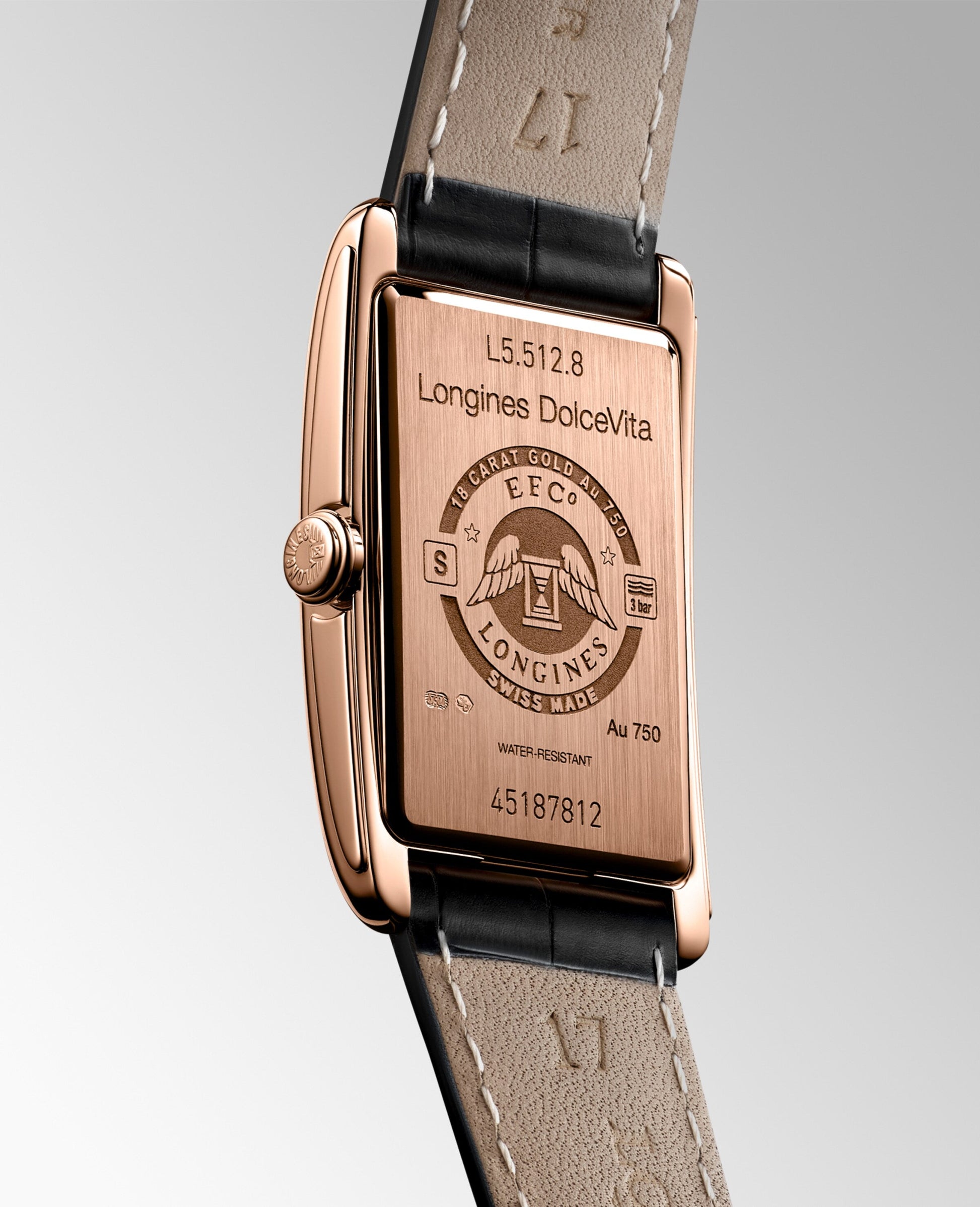 Longines Dolcevita Quartz Watch, 23.00 X 37.00 Mm, 18 Karat Pink Gold. L5.512.8.71.0