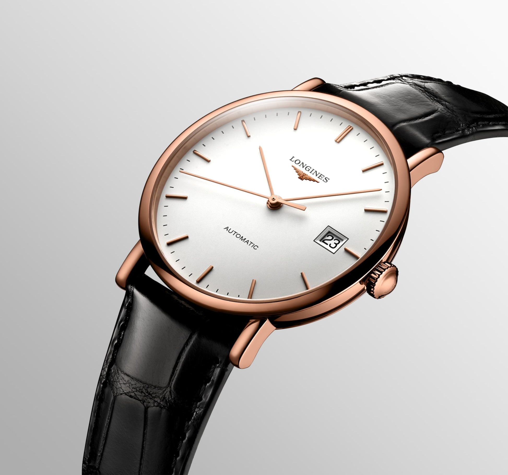 Longines Elegant Collection Automatic Watch, Ø 37.00 Mm, 18 Karat Pink Gold. L4.787.8.12.4