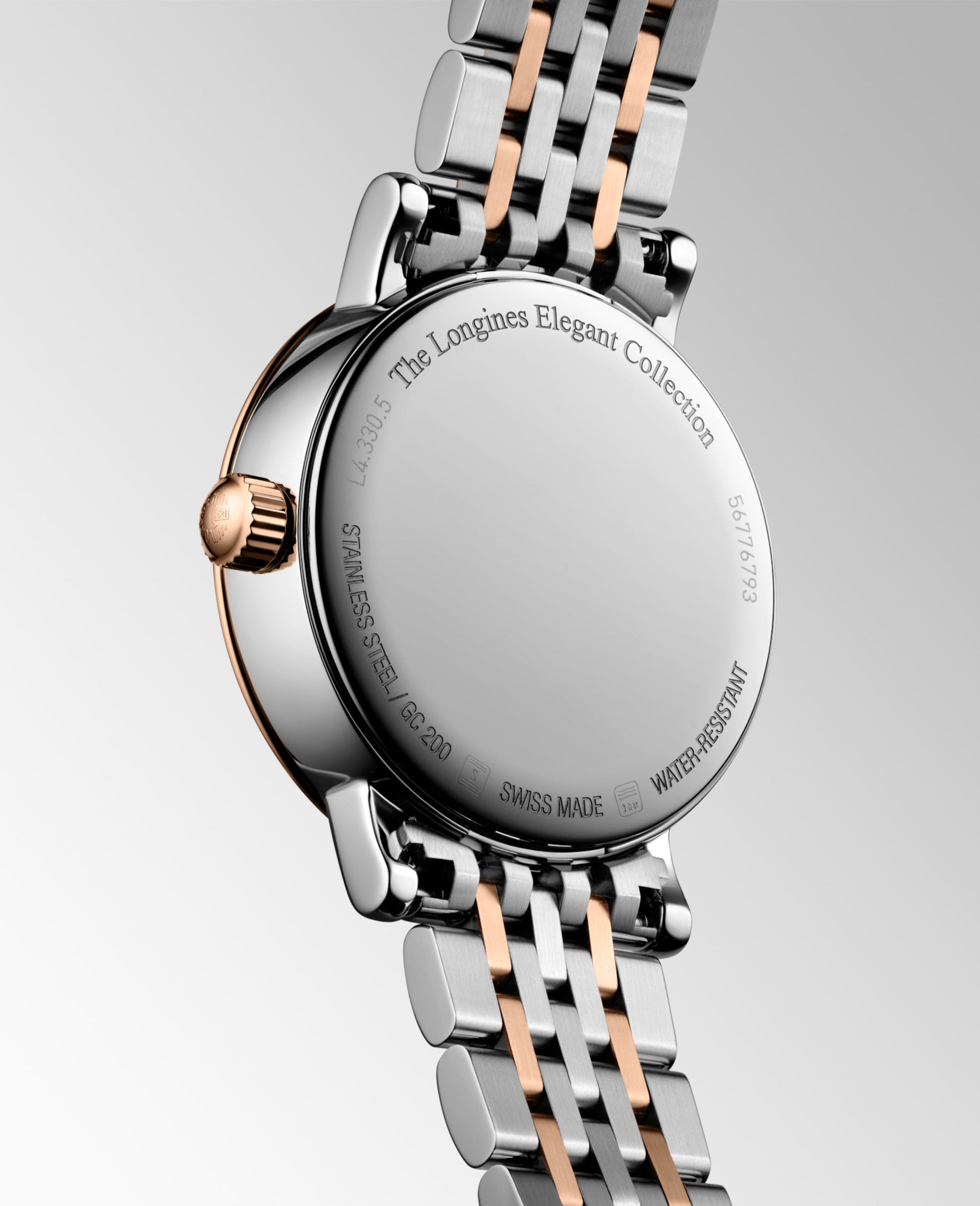 Longines Elegant Collection Moonphase Quartz Watch, Ø 30.00 Mm, Stainless Steel And 18 Karat Pink Gold Cap 200. L4.330.5.87.7