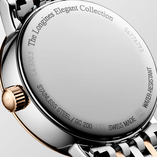 Longines Elegant Collection Moonphase Quartz Watch, Ø 30.00 Mm, Stainless Steel And 18 Karat Pink Gold Cap 200. L4.330.5.87.7