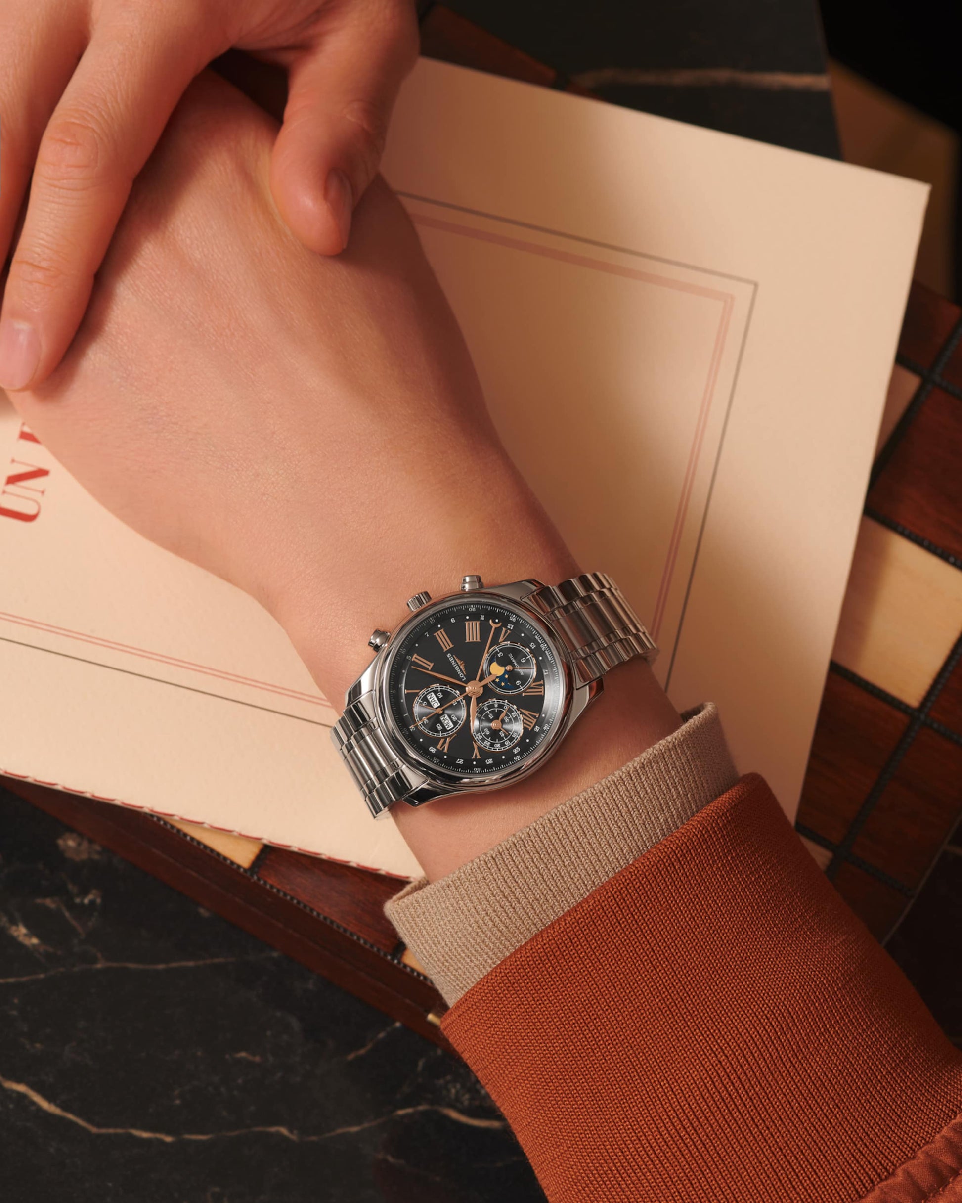 Longines Master Collection Chrono Moonphase Automatic Watch, Ø 40.00 Mm, Stainless Steel. L2.673.4.61.6