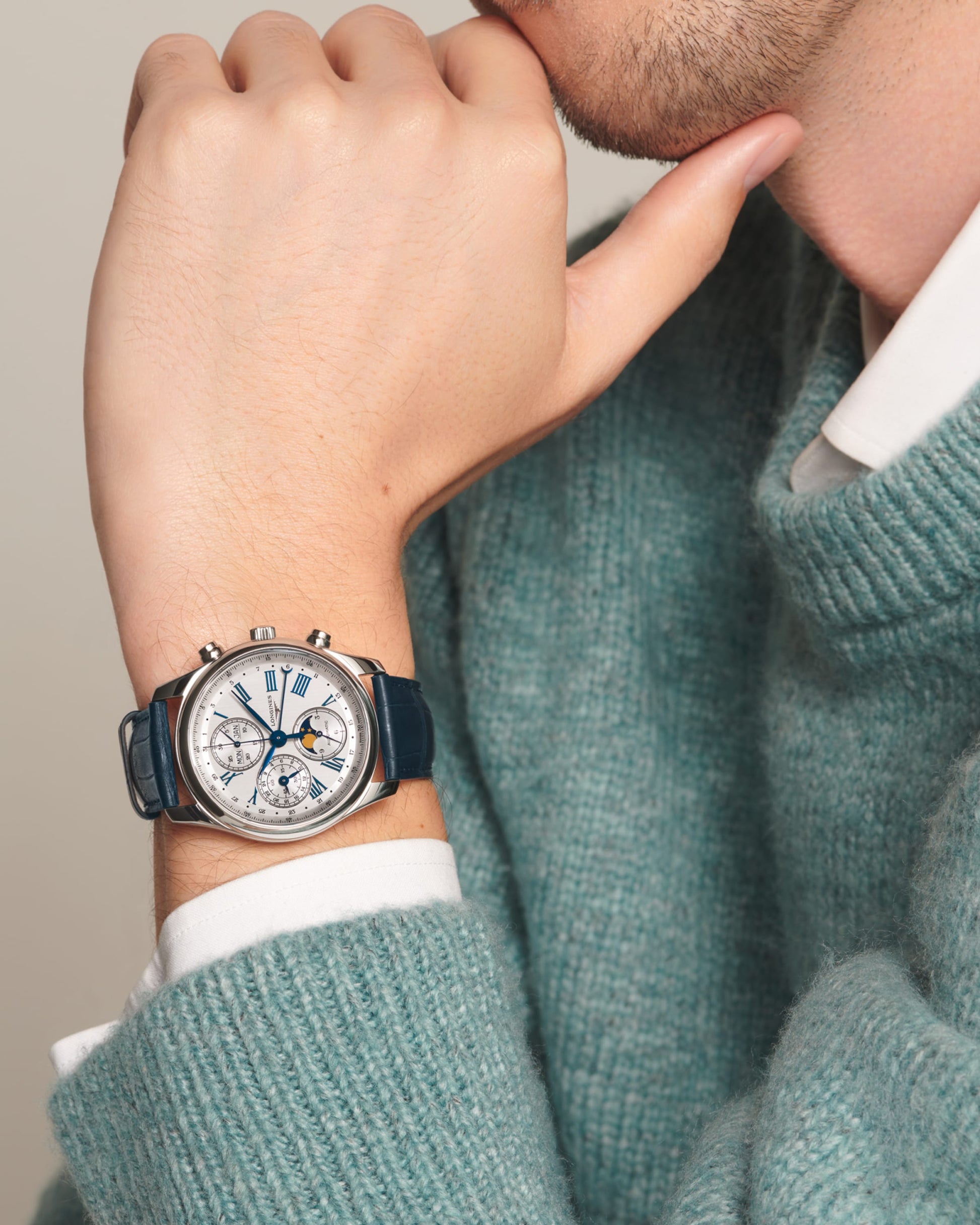 Longines Master Collection Chrono Moonphase Automatic Watch, Ø 40.00 Mm, Stainless Steel. L2.673.4.71.2