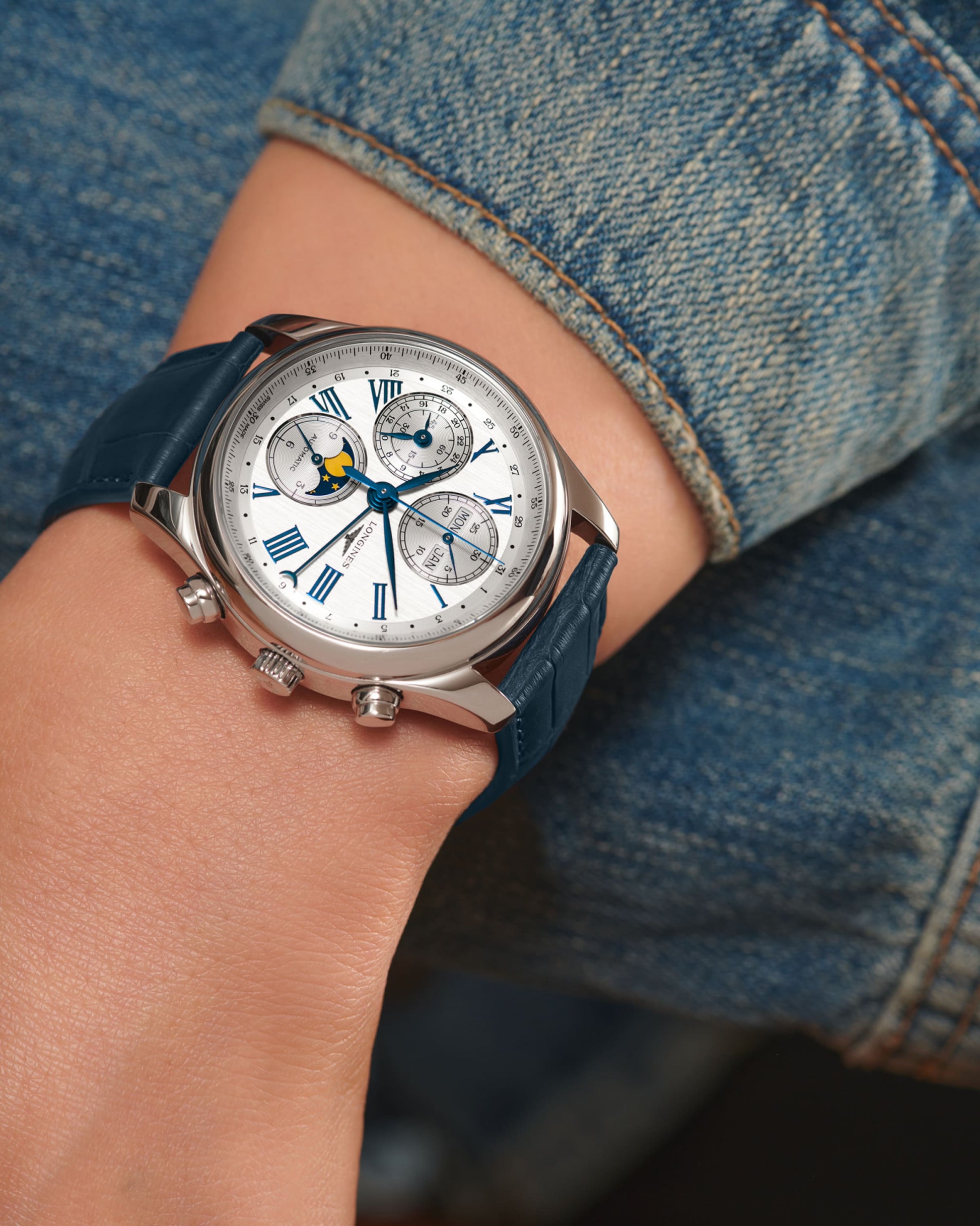 Longines Master Collection Chrono Moonphase Automatic Watch, Ø 40.00 Mm, Stainless Steel. L2.673.4.71.2