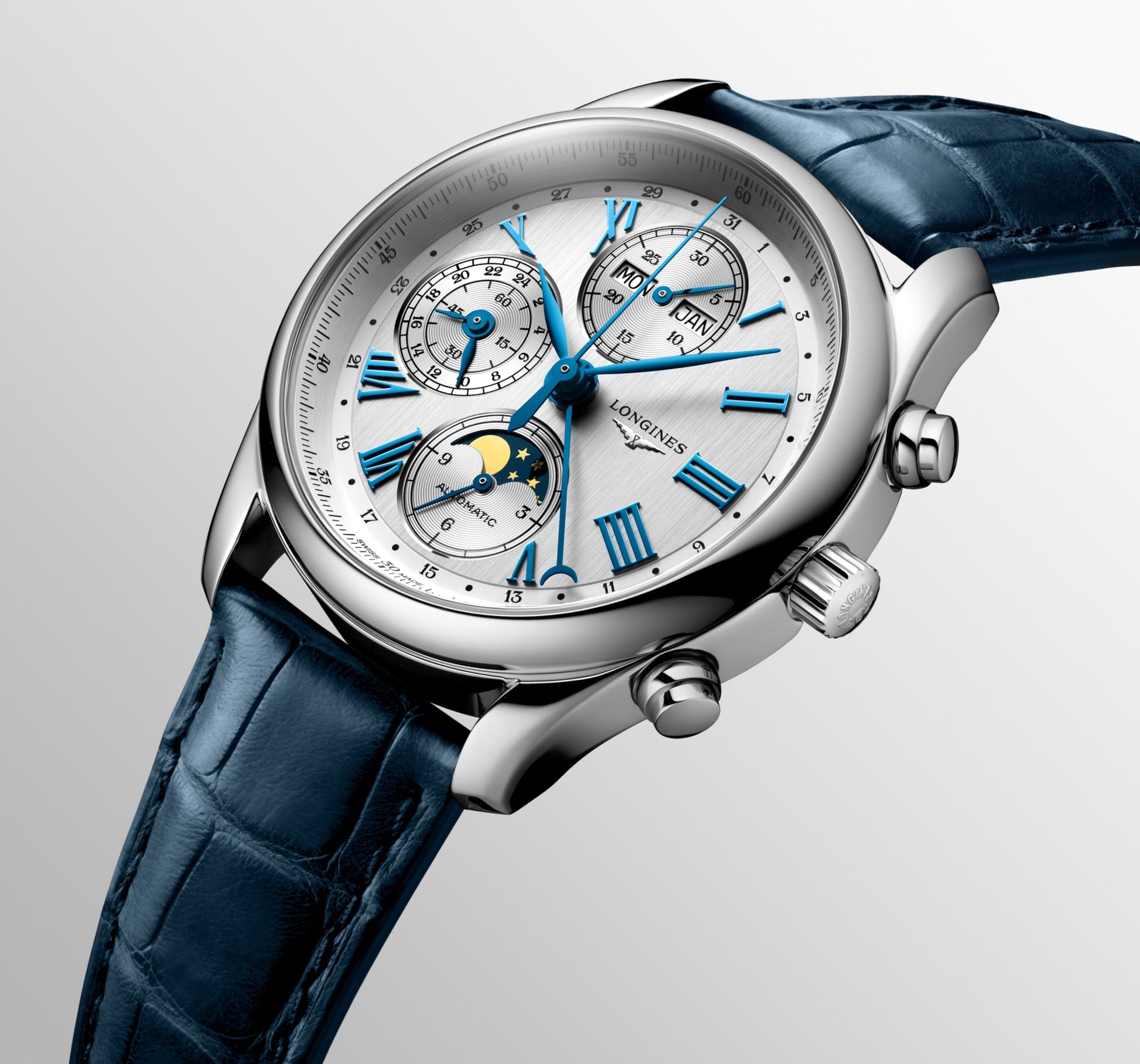 Longines Master Collection Chrono Moonphase Automatic Watch, Ø 40.00 Mm, Stainless Steel. L2.673.4.71.2